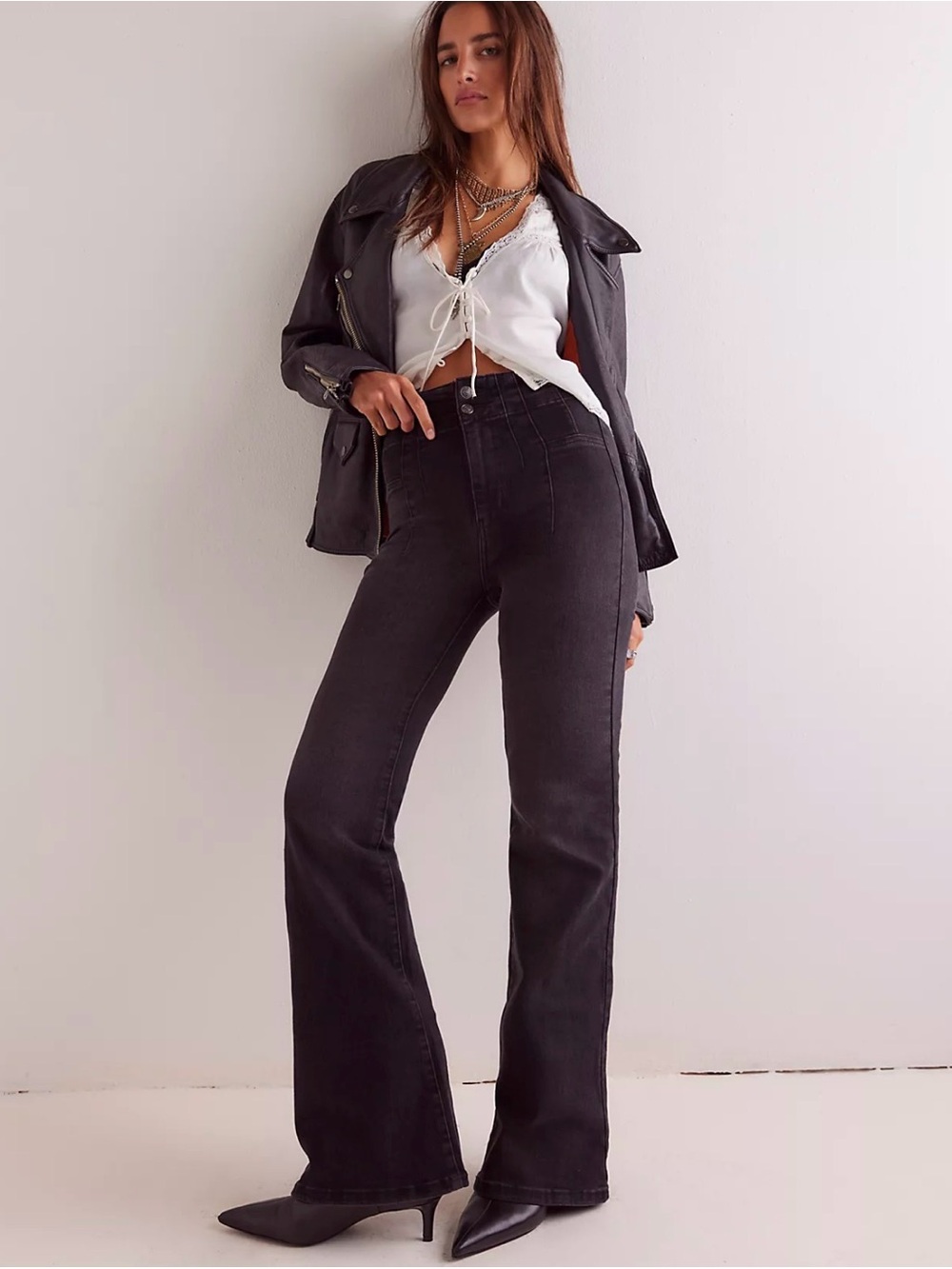 Free People We The Free Jayde Flare Jeans Onyx 30